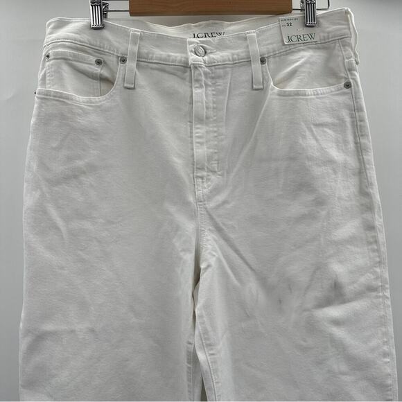 J. Crew Slim Wide-Leg High Rise Raw Hem Jeans in White Wash‎ Sz 32 NEW - Picture 4 of 15